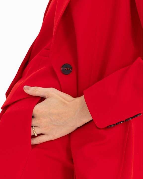 Cep Detaylı Blazer Ceket-Kırmızı - 8