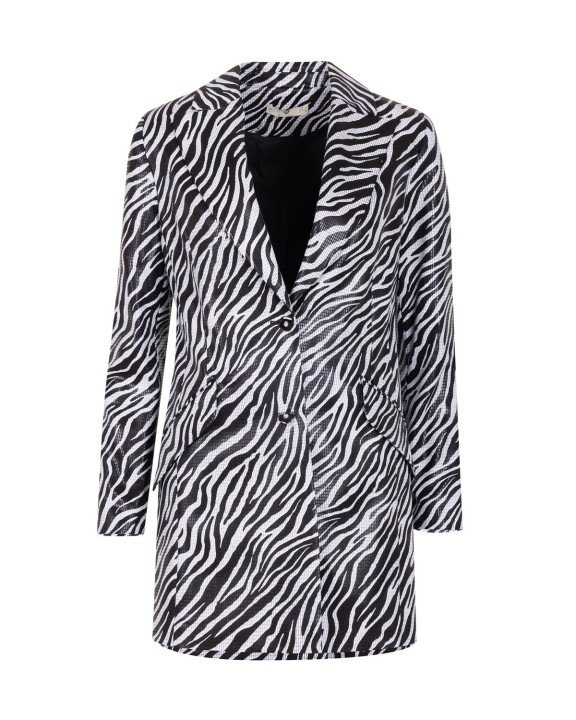 Zebra Desenli Blazer Ceket-Siyah - 7