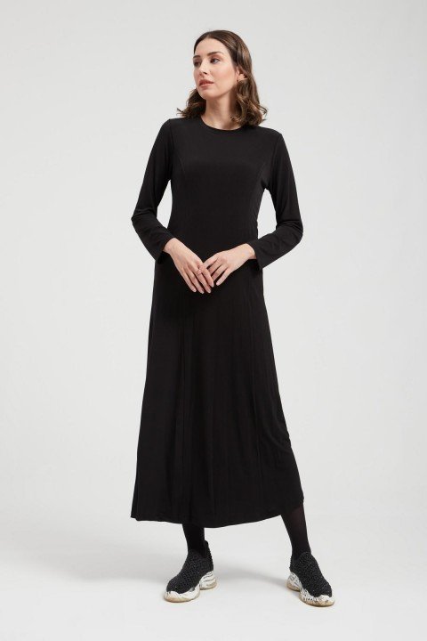 Uzun Kol İçlik Elbise-Siyah - 2