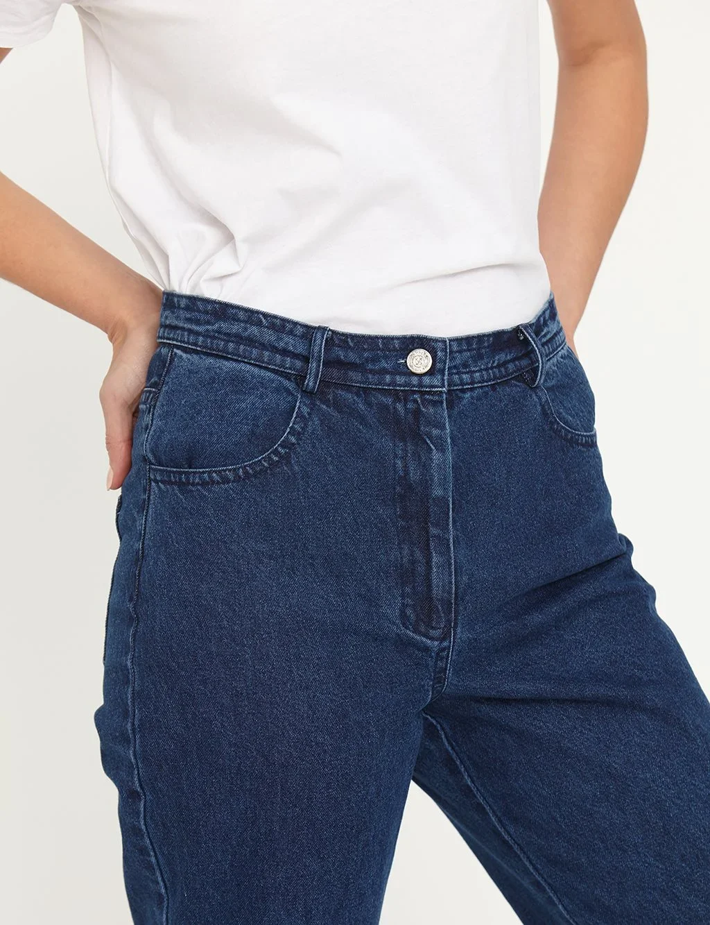 Basic Mom Jeans-Lacivert - 3