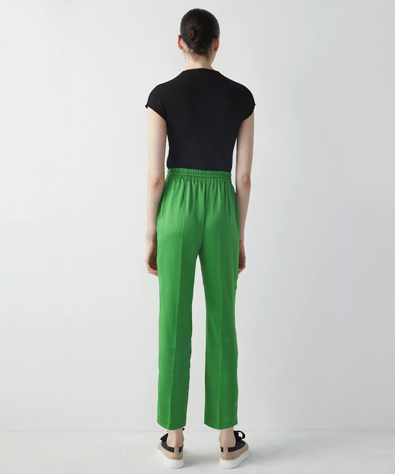 Beli Elastik Rahat Kesim Pantolon-Yeşil - 4