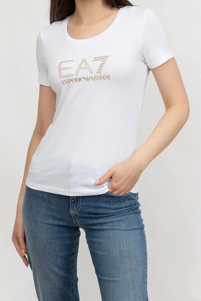 Bisiklet Yaka Kadın T-Shirt-Beyaz - EA7