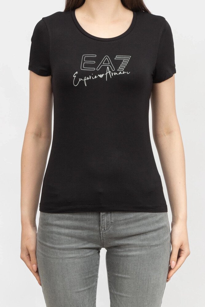 Bisiklet Yaka Kadın T-Shirt-Siyah - EA7
