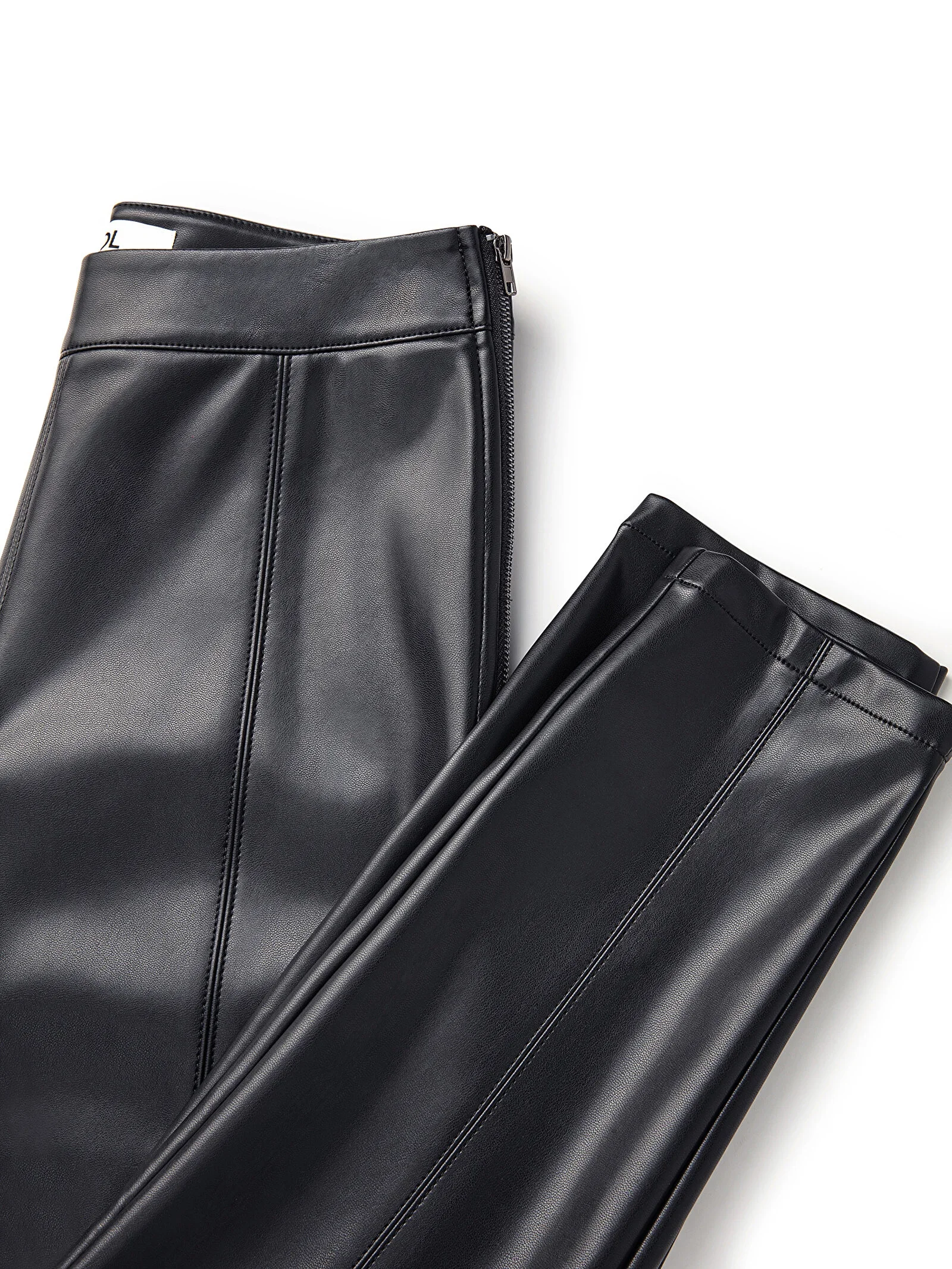 Deri Görünümlü Skinny Fit Pantolon-Siyah - 6