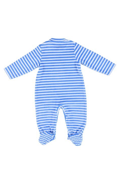 Erkek Bebek Kadife Tulum-Mavi - 5