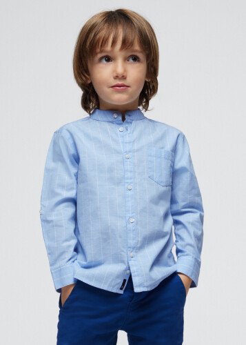 Erkek Çocuk Çizgili Gömlek-Mavi - 1