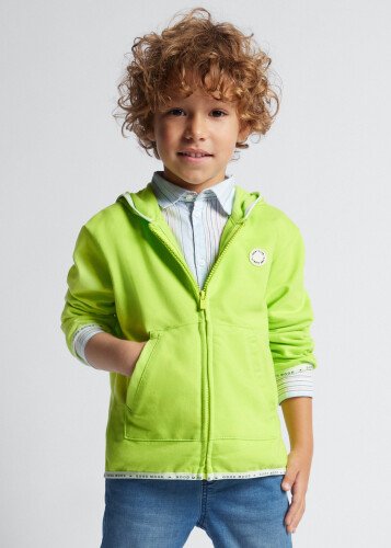 Erkek Çocuk Fermuarlı Kapüşonlu Sweatshirt-Yeşil - MAYORAL