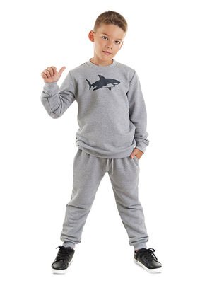 Erkek Çocuk Köpekbalığı Eşofman Takım - GRI - DENOKİDS