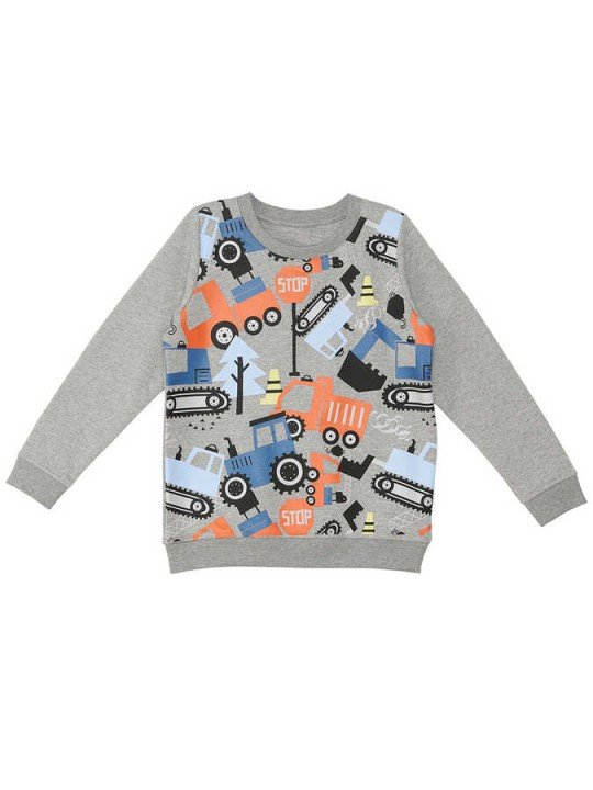 Erkek Çocuk Sevimli Arabalar Sweatshirt - Gri - 3