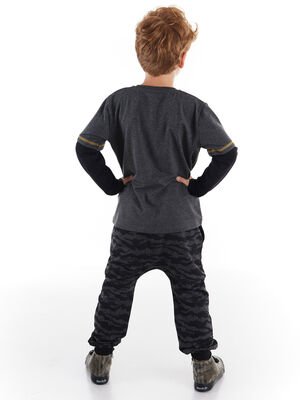 Erkek Çocuk Spray Kamuflaj Pantolon Takım - Antrasit - 2