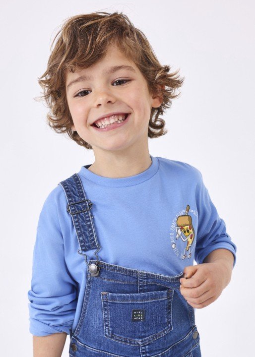 Erkek Çocuk Uzun Kollu Tişört-Mavi - 1