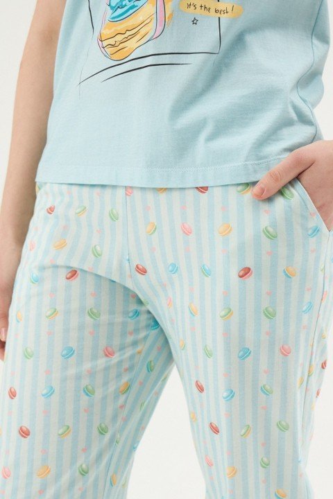 I Love Macarons Pijama Takımı-Mint - 4
