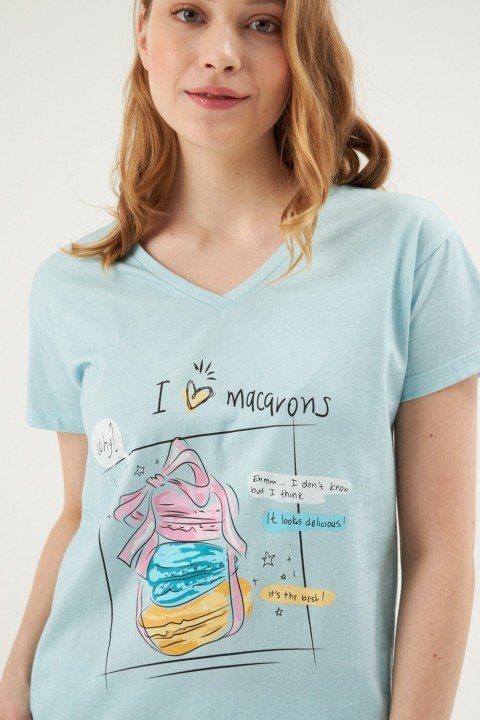 I Love Macarons Pijama Takımı-Mint - 2