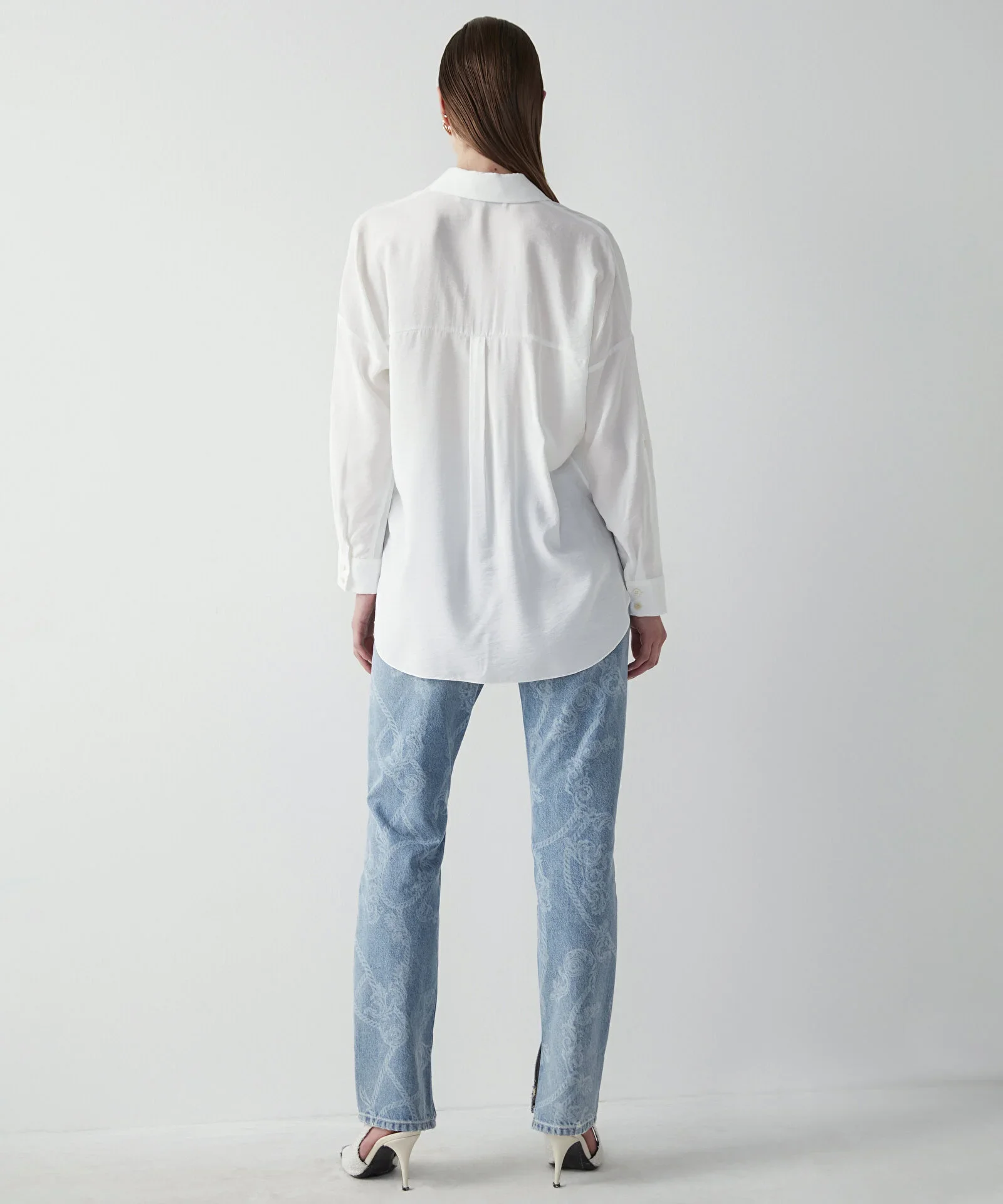Gömlek Yaka Basic Bluz-Beyaz - 5