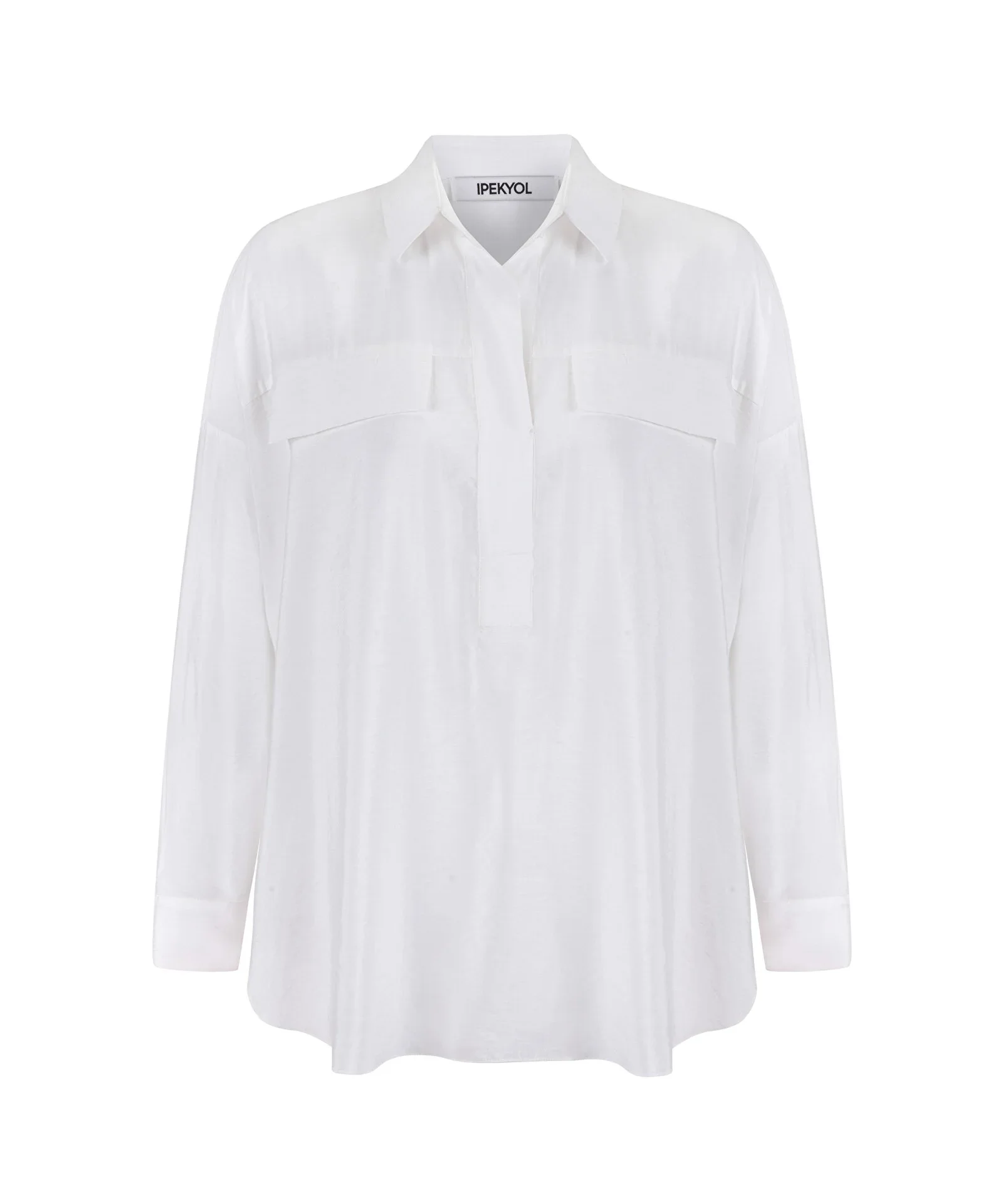 Gömlek Yaka Basic Bluz-Beyaz - 6