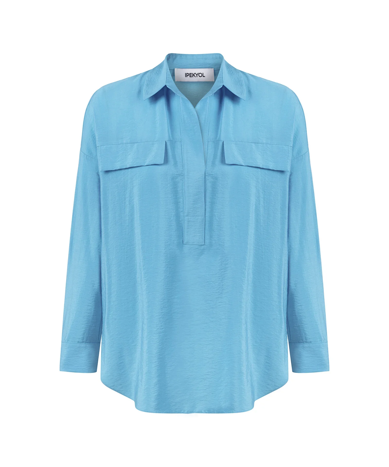 Gömlek Yaka Basic Bluz-Mavi - 6