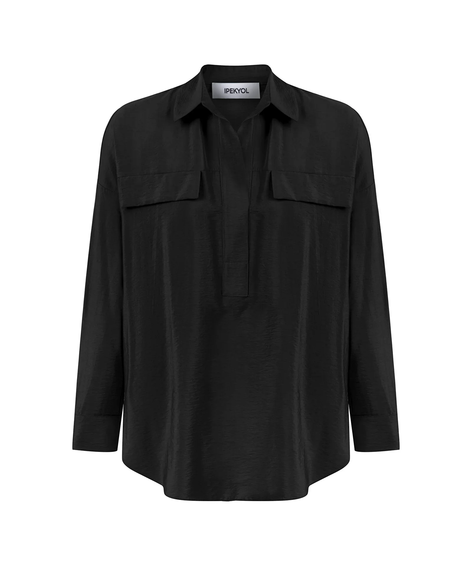 Gömlek Yaka Basic Bluz-Siyah - 6