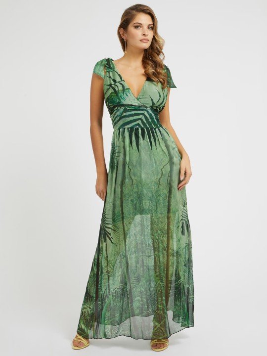 SL SMOCKED VENUS Elbise W3GK50WE550-Yeşil - 1