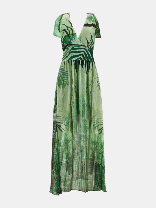 SL SMOCKED VENUS Elbise W3GK50WE550-Yeşil - 4