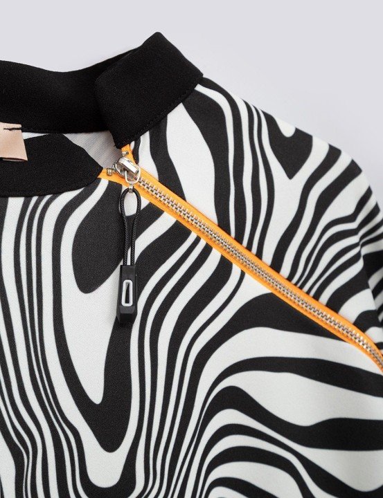 Zebra Desenli Tunik-Siyah-Beyaz - 2