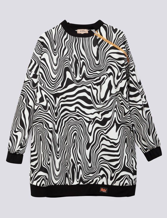 Zebra Desenli Tunik-Siyah-Beyaz - 1