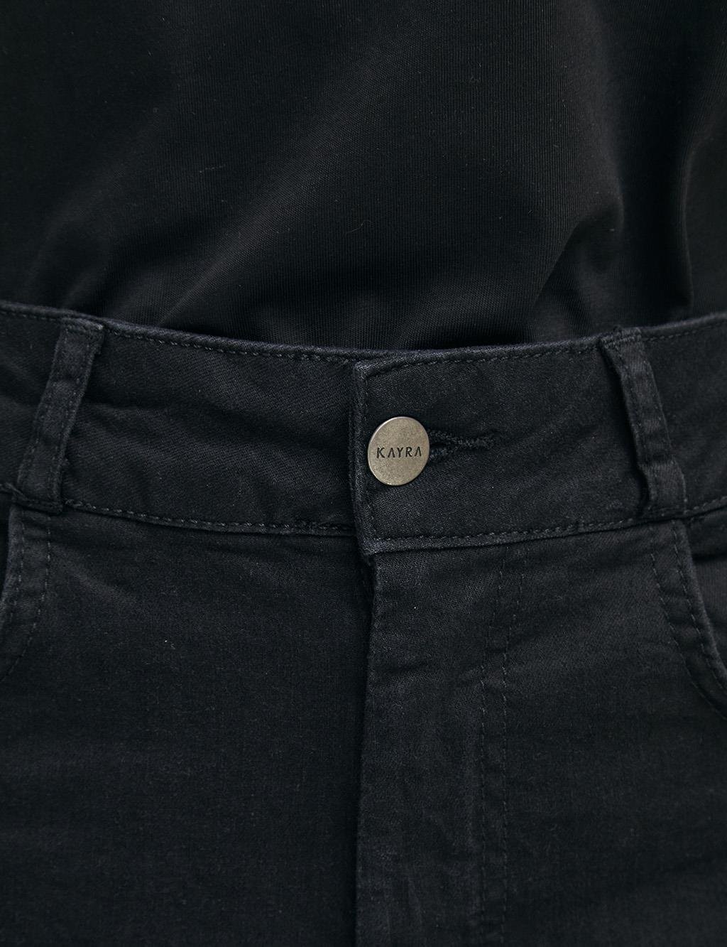 BASIC Geniş Paça Denim Pantolon-Siyah - 5