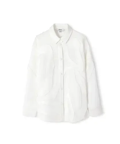 Kadın Aplikeli Gömlek Ceket-Kırık Beyaz - 6