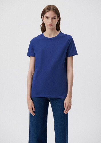 Kadın Basic Tişört-Mavi - 2