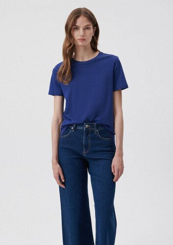 Kadın Basic Tişört-Mavi - 3