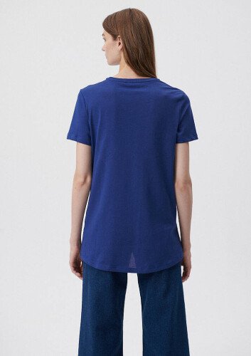 Kadın Basic Tişört-Mavi - 4