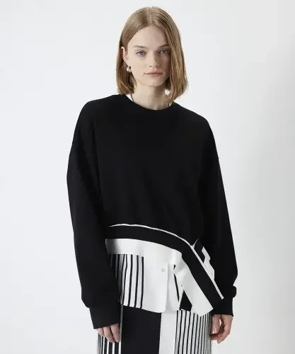 Kadın Colorblock Sweatshirt-Siyah - 1
