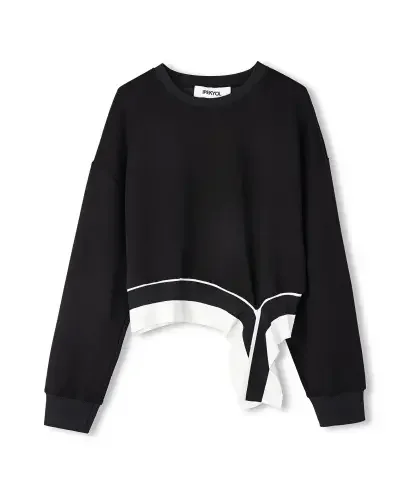 Kadın Colorblock Sweatshirt-Siyah - 5