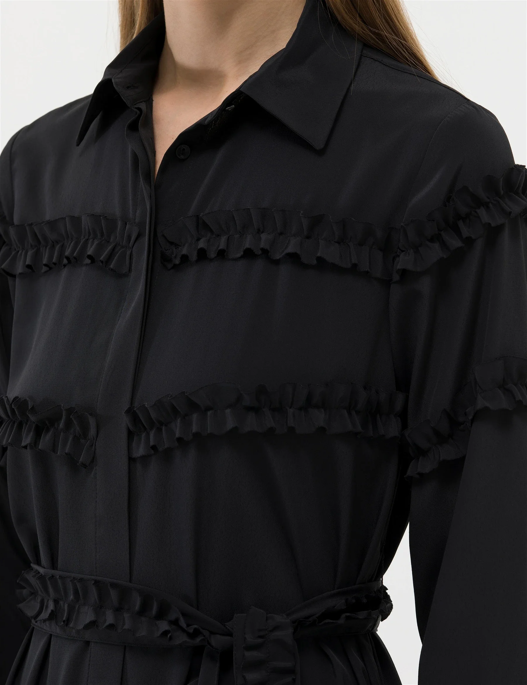 Kadın Comfort Fit Dokuma Elbise-Siyah - 6