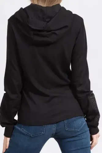Kadın Fermuarlı Sweatshirt-Siyah - 4