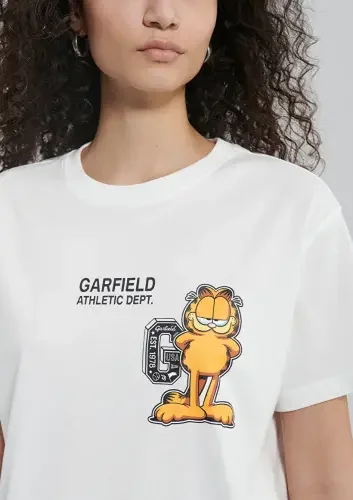 Kadın Garfield Baskılı Tişört - Beyaz - 5