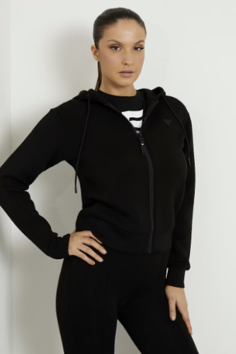 Kadın Guess Arkası Üçgen Logolu Scuba Sweatshirt - Siyah - GUESS