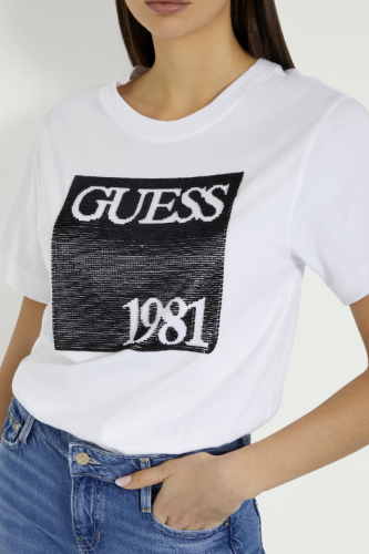 Kadın Guess Önde Logo T-Shirt - Beyaz - 3