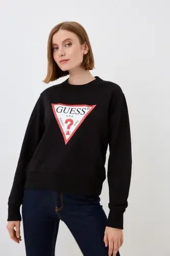 Kadın Guess Üçgen Logolu Sweatshirt -Siyah - 1
