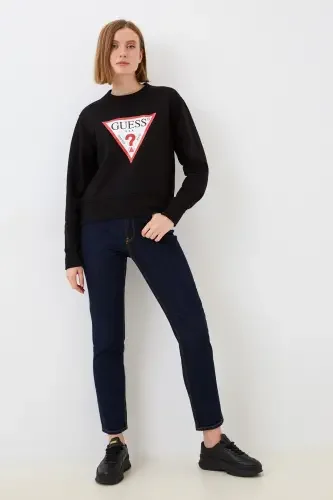 Kadın Guess Üçgen Logolu Sweatshirt -Siyah - 2