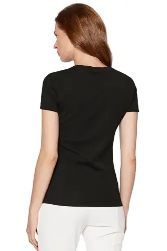 Kadın Guess Üçgen Logolu T-Shirt / Siyah - 3