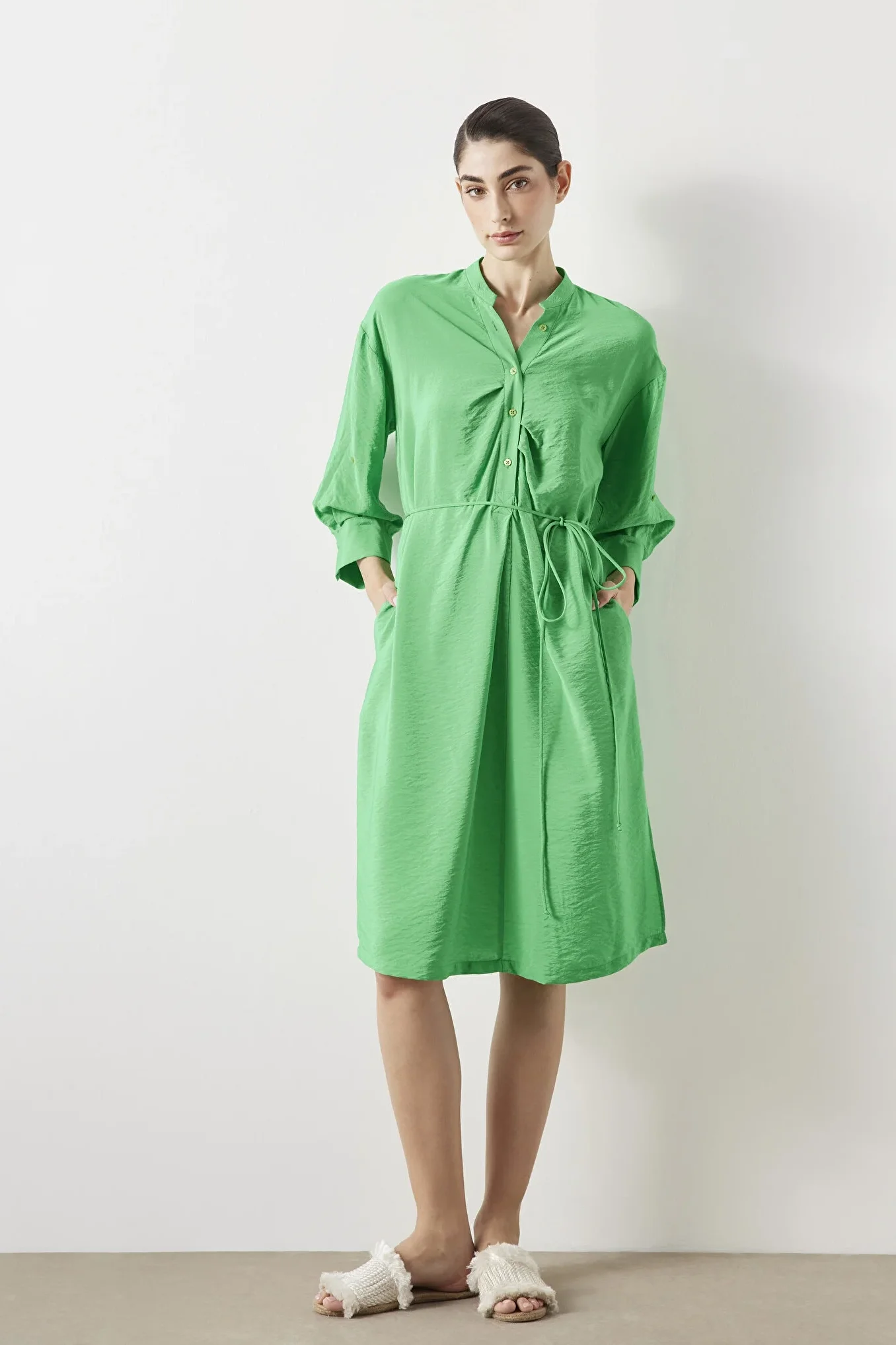 Kadın Hakim Yaka Elbise - Yeşil - 2