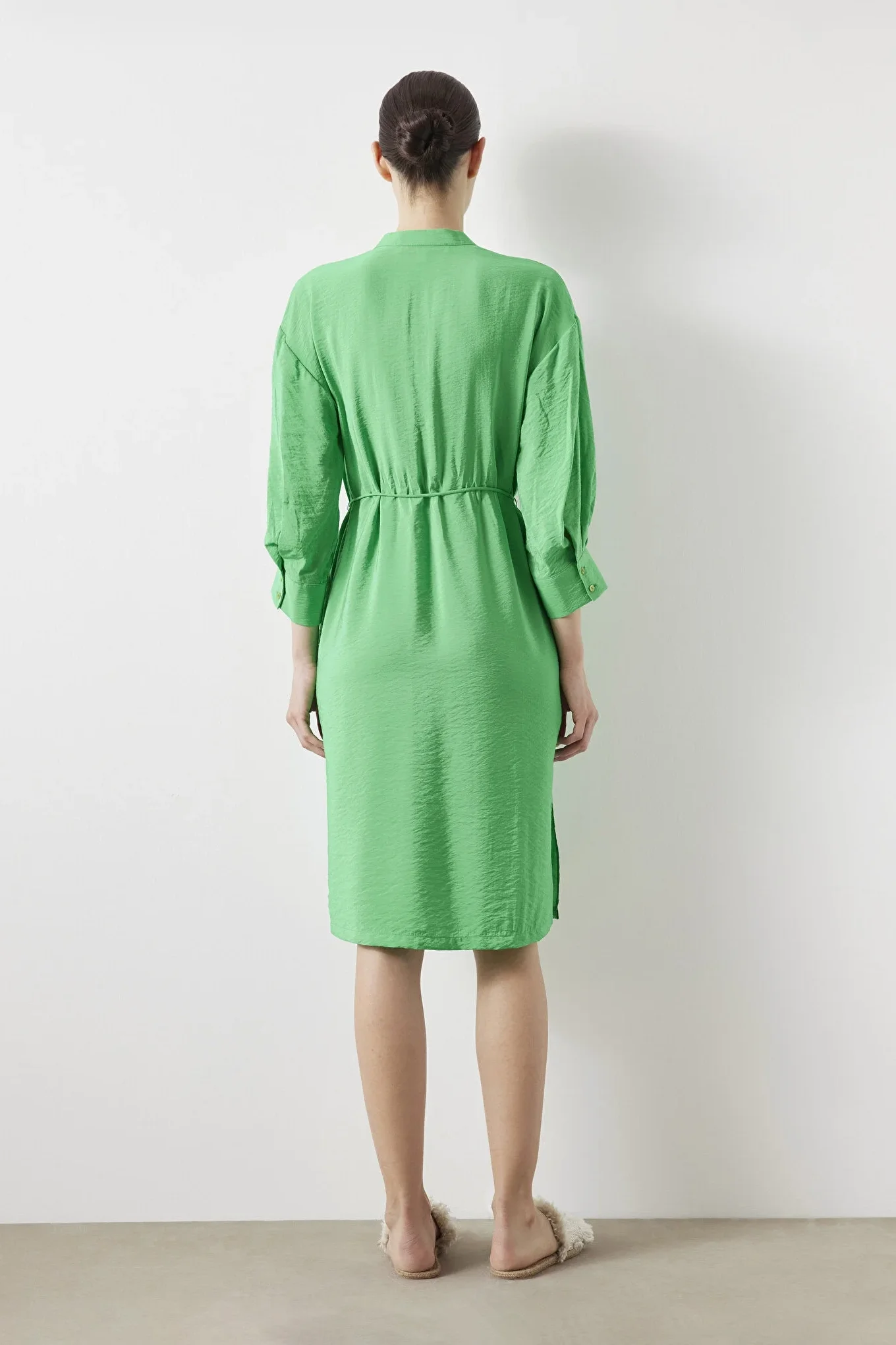 Kadın Hakim Yaka Elbise - Yeşil - 3