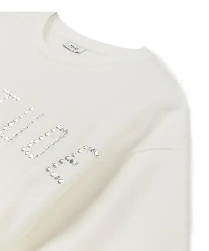 Kadın Hotfix Baskılı T-Shirt-Ekru - 7