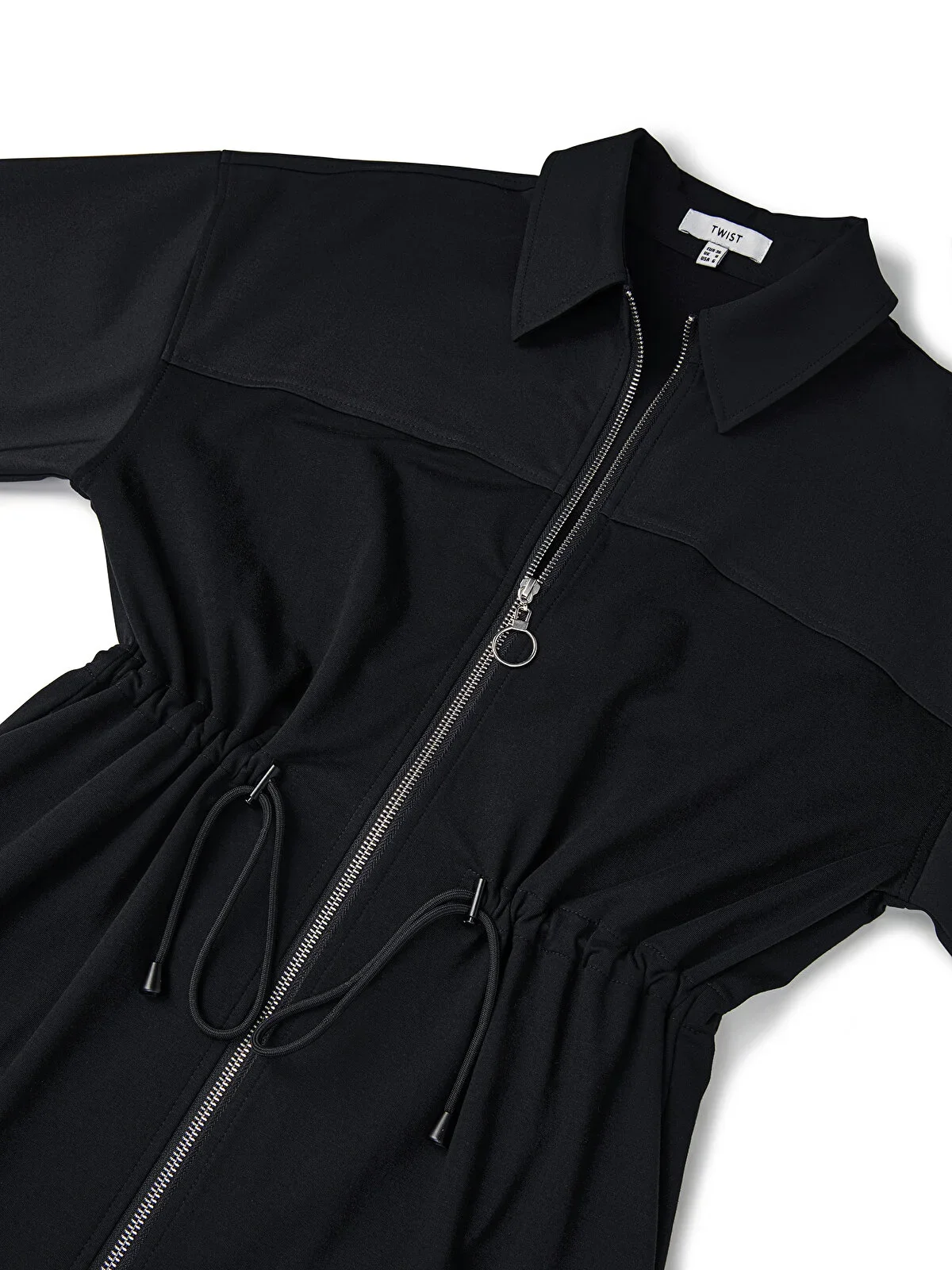 Kadın Kumaş Mix Midi Elbise - Siyah - 6
