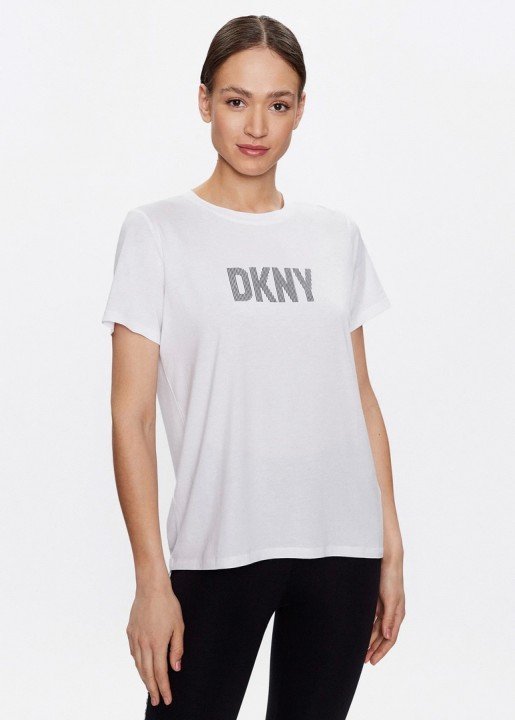 Kadın Logo Baskılı T-Shirt-Beyaz - DKNY