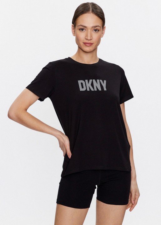 Kadın Logo Baskılı T-Shirt-Siyah - DKNY