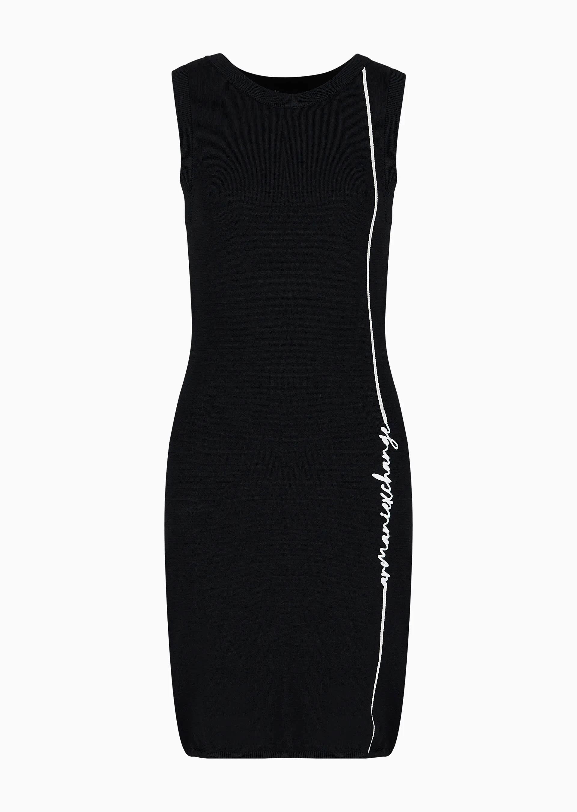 Kadın Logo Yazılı Triko Elbise-Siyah - 5