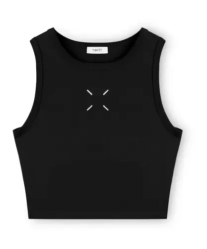 Kadın Nakışlı Dar Kesim T-Shirt-Siyah - 5