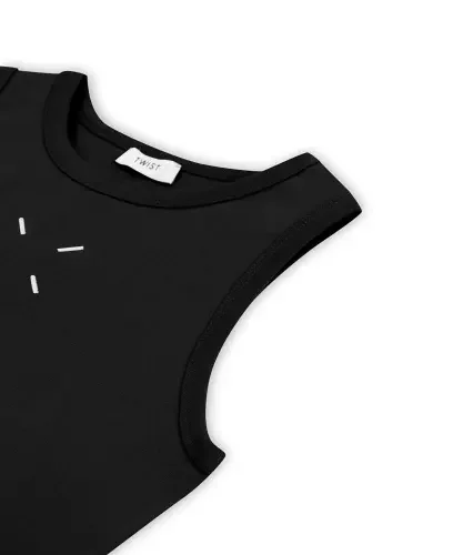 Kadın Nakışlı Dar Kesim T-Shirt-Siyah - 6