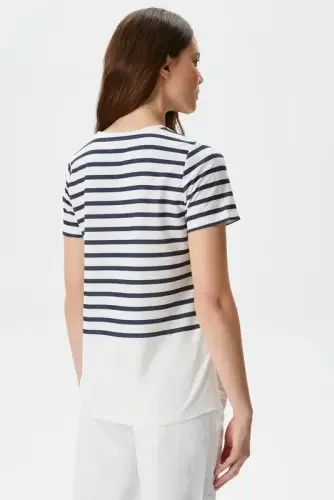 Kadın Nautica Relaxed Fit Kısa Kollu T-Shirt / Beyaz - 3
